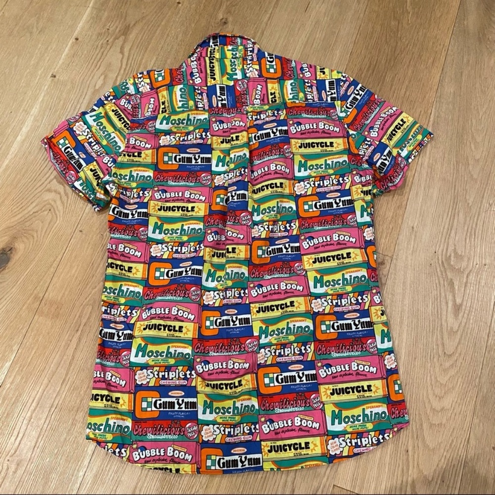 Moschino Couture Rare Chewing Gum Wrapper Print Button Up Size Medium - Picture 5 of 8